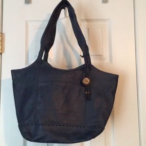 The Sak navy blue leather handbag